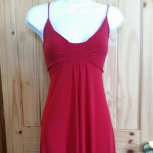 Red strappy dress, polyester/ spandex